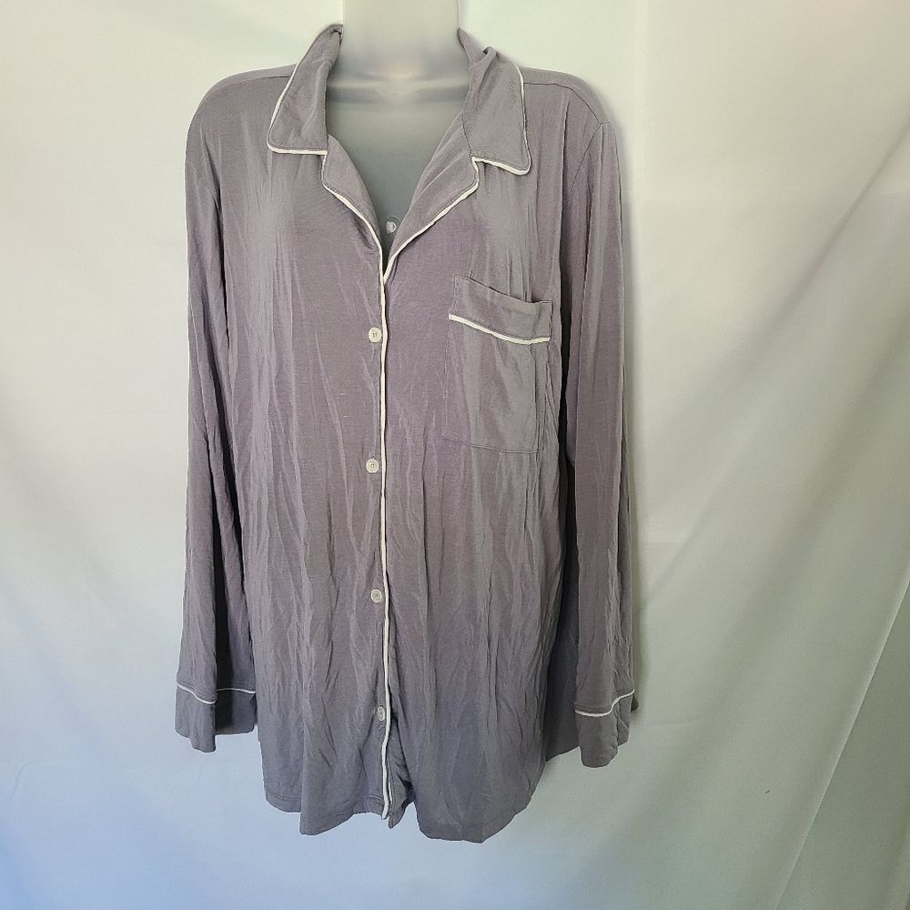 Eberjey Gray Long Sleeve Button Front‎ Pajama Top Size L